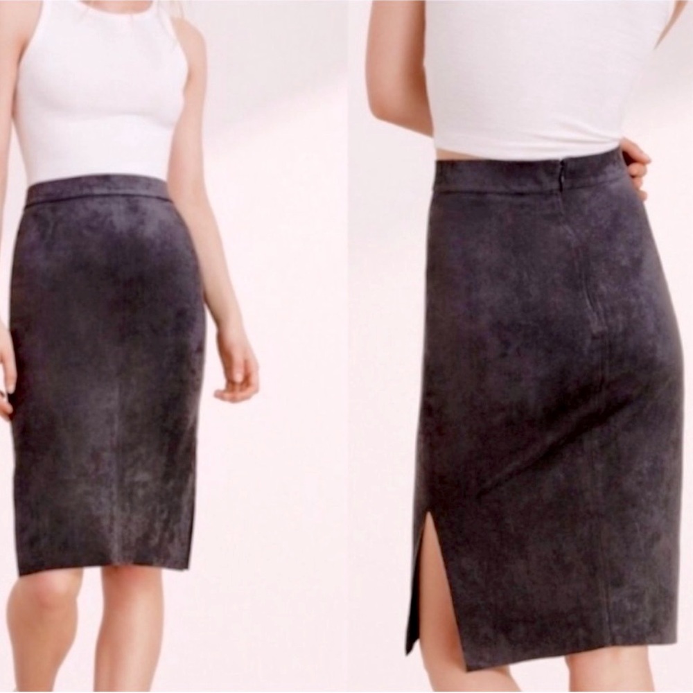 Aritzia Wilfred freeβ - NWT womenβs Charcoal gray pencil mini skirt faux suede 6